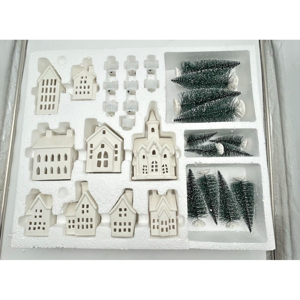 Bee & Willow Porcelain LED Winter Village 31 Pcs Lighted Christmas Table Display